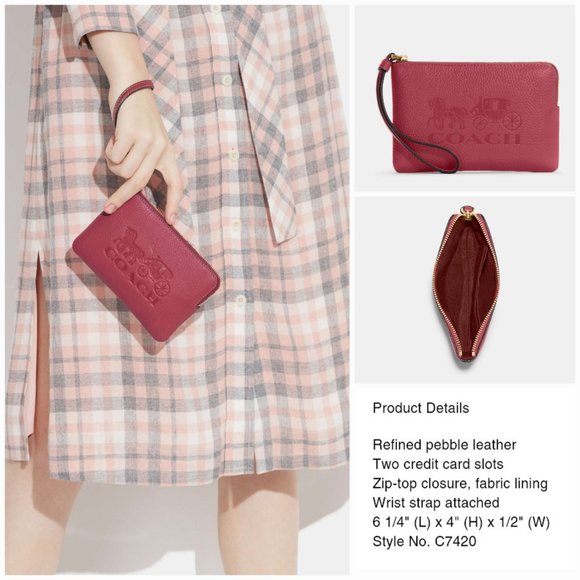 'COACH' PEBBLE-LEATHER SIGNATURE HORSE & CARRIAGE EMBOSSED WRISTLET BELLA~ROSAE - Picture 14 of 16